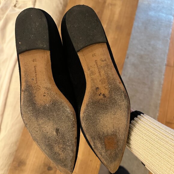 Emme Parsons Black Suede Pointy Flats size 39 - Picture 5 of 6